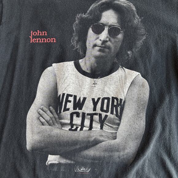 Vintage Jerzees John Lenon 96 Band T‎ Shirt Black Small Men’s Double Side Short - Picture 3 of 5